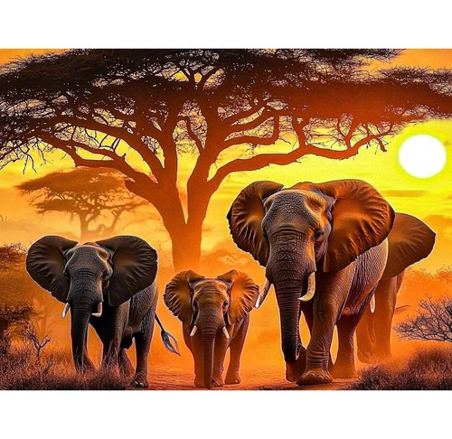 Elephants paint numbers - paint, by