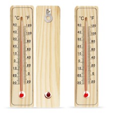 2-4 WOODEN WALL THERMOMETER | Indoor Outdoor Home Room Office Garden Greenhouse