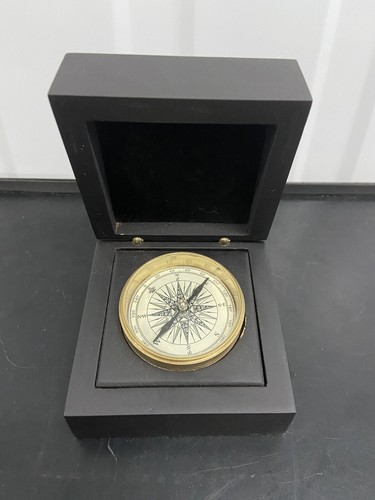 Brass compass wooden - brass,
