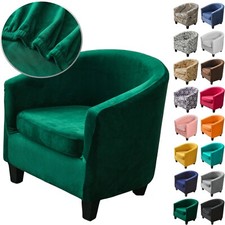 Plush Velvet Tub Chair Cover 2 Piece Soft Club Chair Covers Armchair Slip Cover