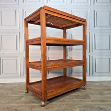 Vintage Oak Library Trolley -