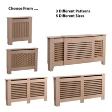 Kensington Radiator Cover Modern Traditional Pattern Slat MDF Wood Unfinished