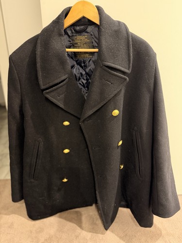 Men navy wool blend double - navy,