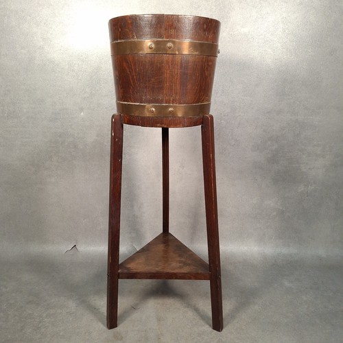 Plant stand barrel wood - stand,