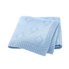 Knitted Soft Baby Blanket, Blue, 70x90cm – Perfect for Boys & Girls