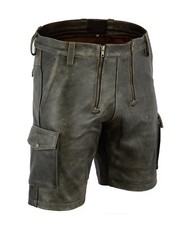 Mens Leather Shorts with Front