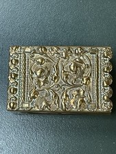 Antique Brass Matchbox Holder Floral Art Deco Design Nice Condition
