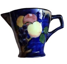 Vintage Hollinshead & Kirkham Autumn Fruit Cobalt Blue Mini Creamer England 1930