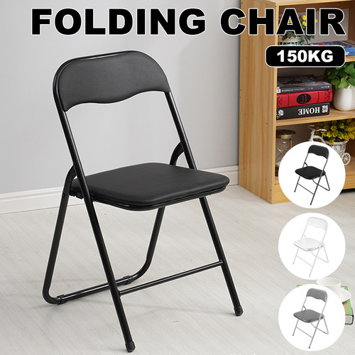Black metal folding chair - black,