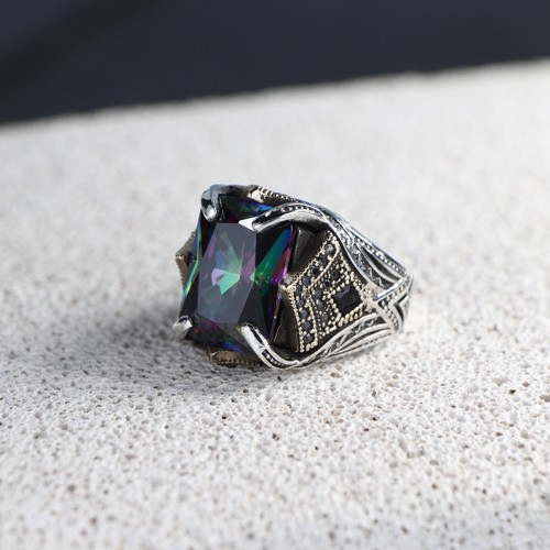 Emerald cut mystic topaz ring - mystic,