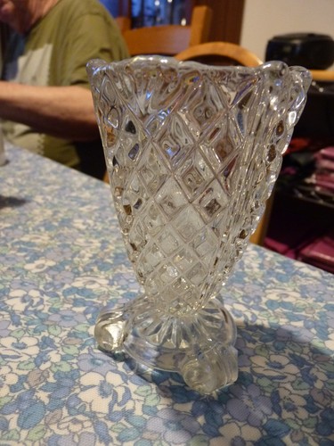 Vintage pressed glass vase - vintage,