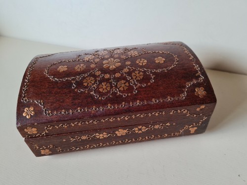 Wooden box with metal flower - box,