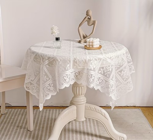 Vintage white lace tablecloth - vintage,