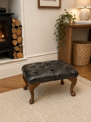Vintage chesterfield footstool - chesterfield,