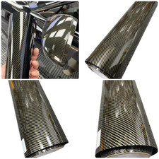 6D Simulation Carbon Fibre PET Gold Black  Car Wrap Sticker  film Gloss Airfree