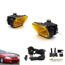 Yellow Fog Light Lamps Complete Kit For 96-98 HONDA CIVIC EJ EK Pre-facelift