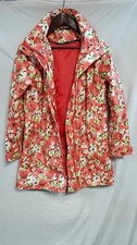 SOS Jensen Red Women's Floral Design Rain Coat Jacket Size Large