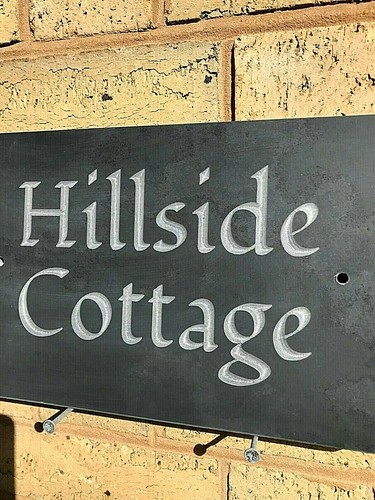 Slate house sign name - house,