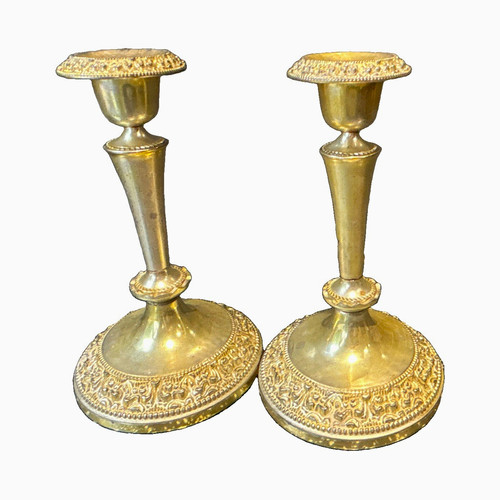 Silver plated candlesticks - plated,
