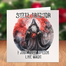 STEEL ERECTOR I JUST MAKE IT LOOK LIKE MAGIC BIRTHDAY CARD DAD CHRISTMAS CUTE