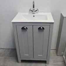Derby 600mm Bathroom Vanity Unit with Ceramic Basin Sink - Light Grey Oak