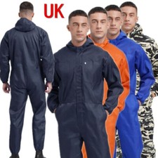 UK Men's Work Overalls One Piece Mechanics Workwear Front Half Zipper Jumpsuit