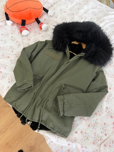 Coat leather genuine fox fur - fox,
