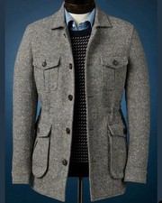 Gray Tweed Men's Safari Jacket