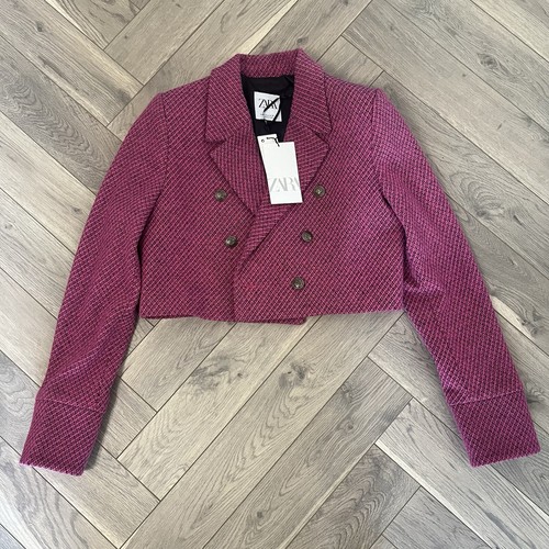 Zara pink cropped blazer tweed - pink,