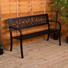 Garden Vida Steel Garden Bench, Tulip Design 3 Seater Outdoor Furniture Seating
