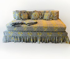 RARE VTG Custom Daybed Bedding Set J.P. Stevens Butterfly Blue Floral 11 Pc Sofa