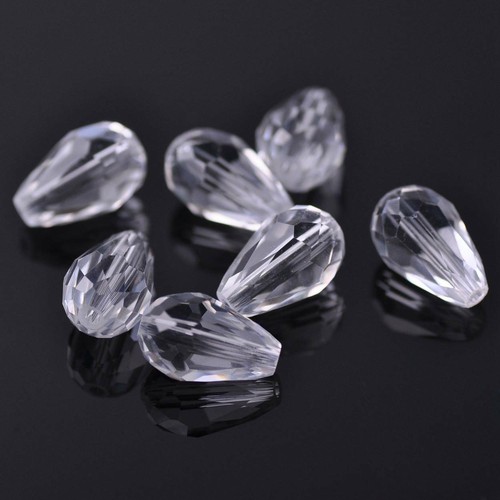 Crystal glass teardrop faceted - crystal,