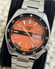 Seiko 5 Automatic 4R36 24 Jewels Men’s Watch Orange Dial Diver Style Day Date