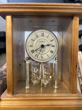 Vintage Linden Westminster Chime Mantel Clock Brown Light Wood Roman Num