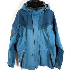 Rohan Jacket Mens Large Blue Far Horizons Waterproof Rain Coat Hiking Hooded