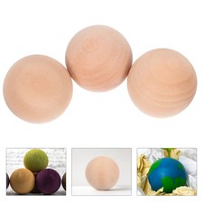 3PCS Wooden Balls Natural Unfinished Craft Solid Wood Round Diameter 3 CM