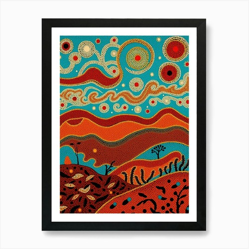 Aboriginal landscape painting - landscape,