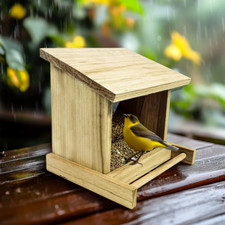 UK Wooden Bird Feeder Hopper Perch Stand Holder Bird House Feeder Squirrel Proof