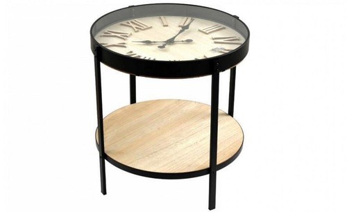 Table with wooden clock top - with,