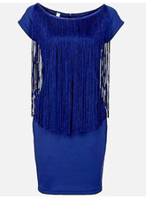 Bodyflirt Boutique Size S 8 10 Blue Fringed Party DRESS Xmas New Year Flapper