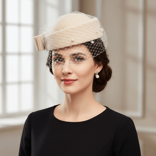 Solid color pillbox hat - color,