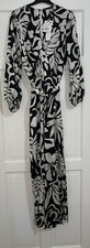 ZARA BLACK ECRU LONG FLORAL PRINT SATIN WIDE LEG JUMPSUIT WITH BELT SIZE L BNWT