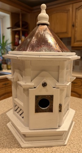 Wooden bird house copper - house, roof