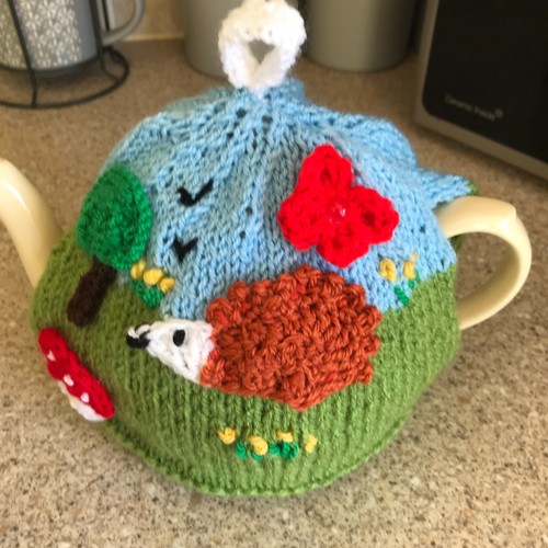 Hand knitted hedgehog tea cosy - knitted,