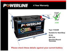 AGM Car Battery fits BMW 330E 116 116D i4 520D Z4 218 X2 X5 Stop Start