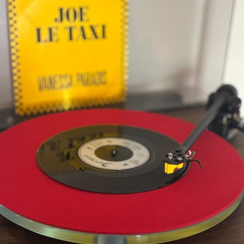 Red felt turntable platter mat - felt,