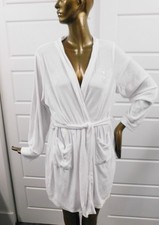Juicy Couture White Velour Jeweled Logo Bathrobe L/XL