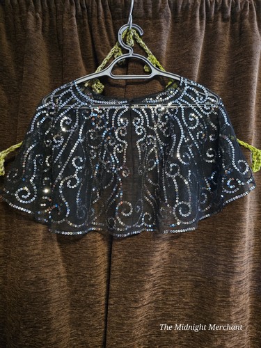 Black sequin shoulder cape - sequin,