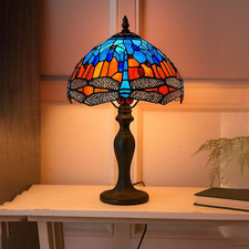 Handcrafted Tiffany Style Table Lamp - 10 inch Colorful Stained Glass Desk Light