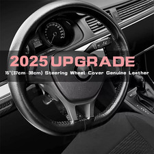 FOR BMW E46 1998-2005 BLACK PERFORATED LEATHER STEERING WHEEL COVER BLACK